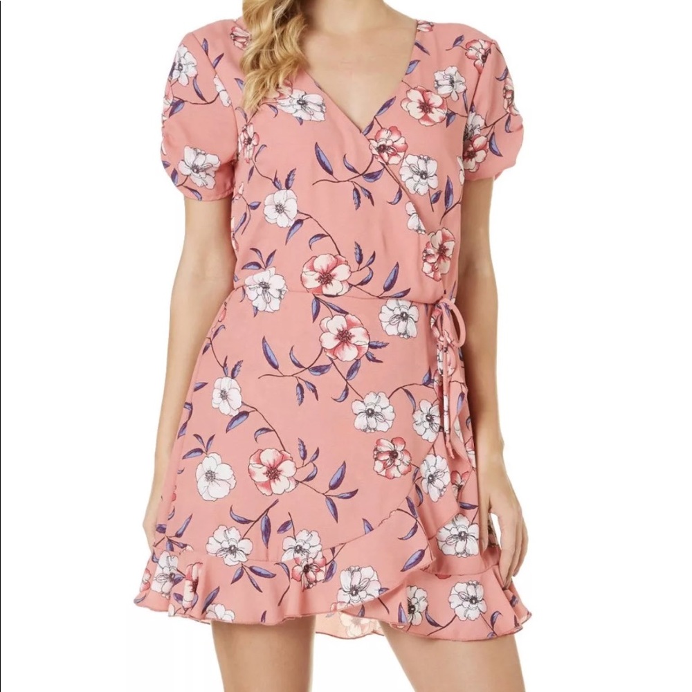 Trixxi Floral Skirted Faux Wrap Romper